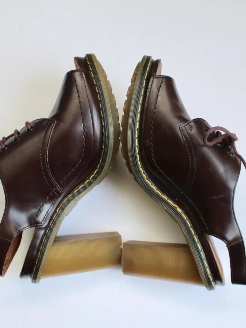Dr Martens Tara Open-Toe Lace-Up Sling-Backs Brown Block Heels Women’s Size 7